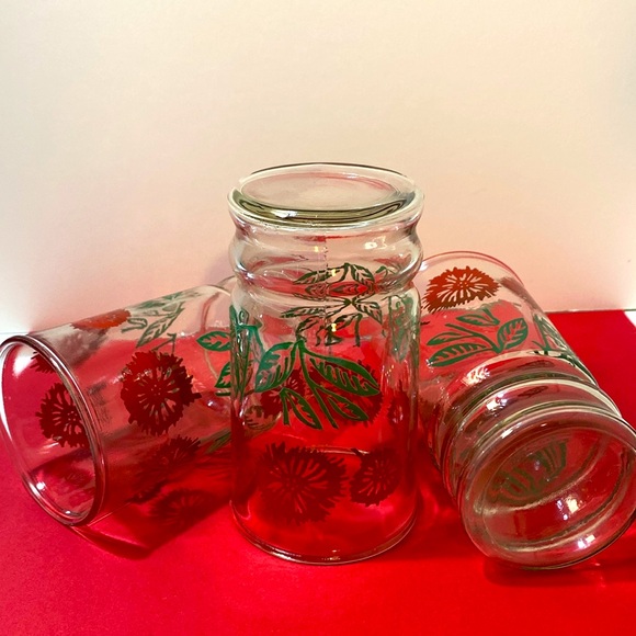 Vintage Mid Century Retro Nostalgic 1950’s Set Of 3 Daisy Juice Glasses - Picture 2 of 3